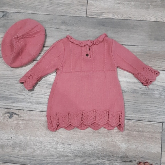 Pink baby girl dress with hat of its match - Picture 2 of 3
